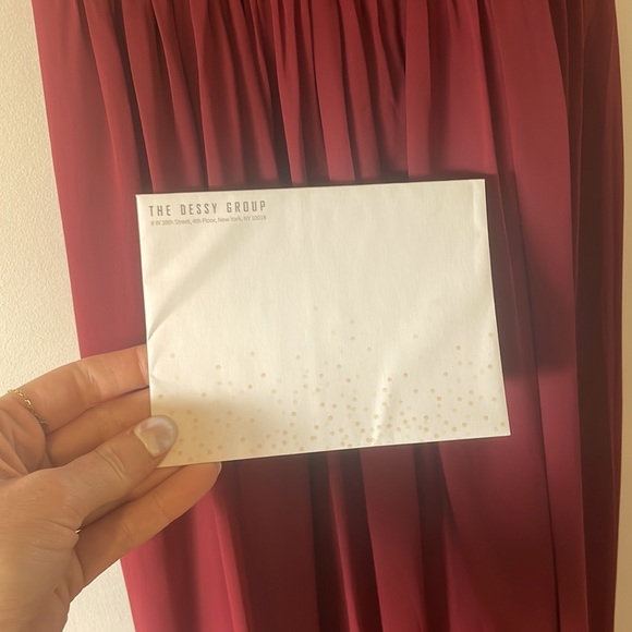 NWT Dessy Group Burgundy High Neck Floor Length Chiffon Gown (Style # 2918) - Picture 7 of 7